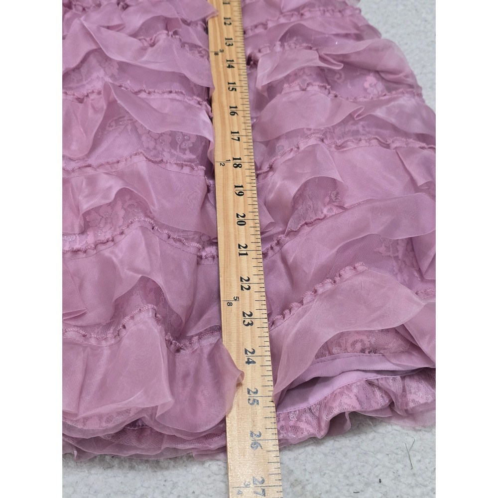BCBGMAXAZRIA Light Plum Silk Ruffle Strapless Mini Dress SAN6L864 Size 8 - Picture 7 of 13